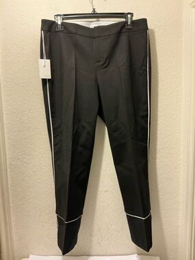 NWT Ecru Waverly Black Cropped Pants with White Piping Size 10 $165